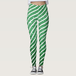 Söta julgodis Glitter Grönrandig Leggings