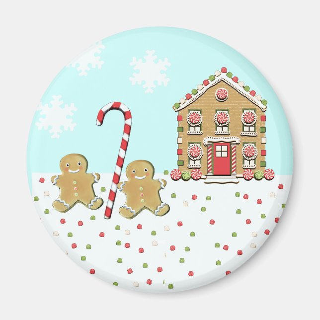 Söta julgodis hus av pepparkakor magnet (Framsidan)