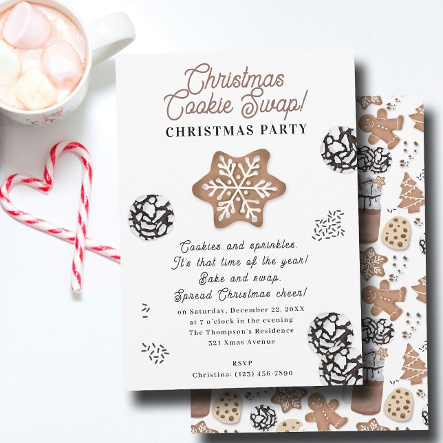 Söta julgodis julbakning kakor bytesfest inbjudningar (Cute Christmas Cookies Holiday Baking Cookie Swap Invitation)