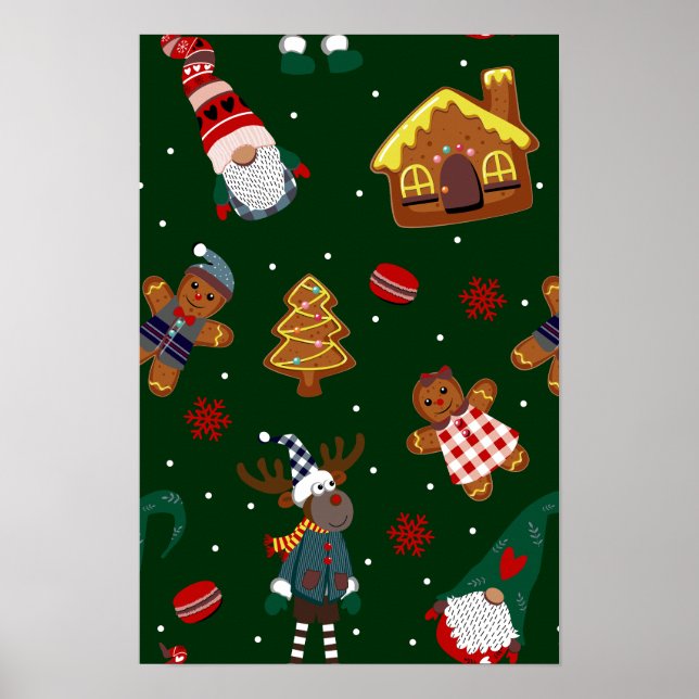 Söta julgodis Tomte Ren Fest Poster (Framsidan)