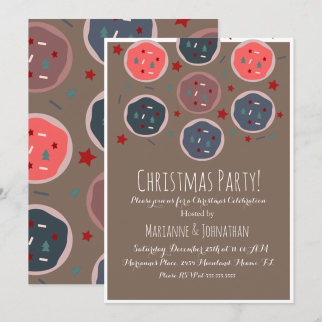 Söta julgodisbytesprydnader inbjudningar (Fram/baksida)