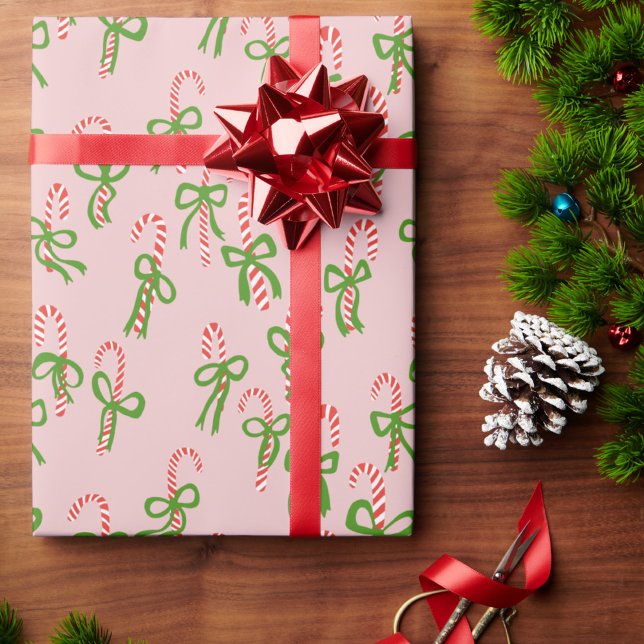 Söta julgodisrandar julfirande presentpapper (Cute Christmas Candy Canes Xmas Holiday Wrapping Paper
)