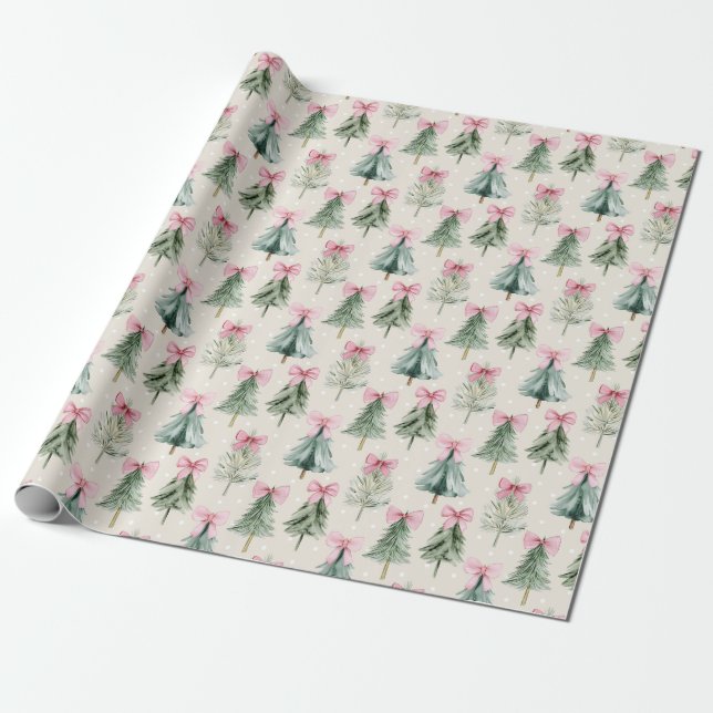 Söta julgranar och slingor presentpapper (Utrullad)