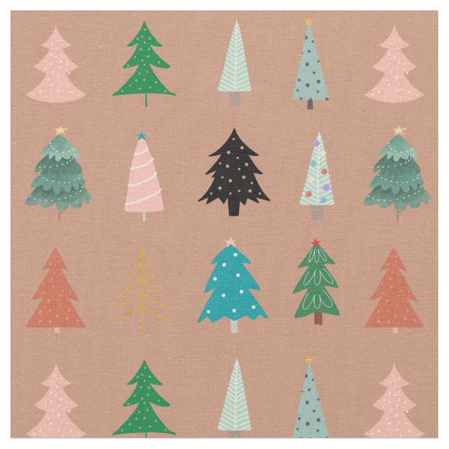 Söta Julgranar rosa grönt blue punkter söta Tyg (Närbild)