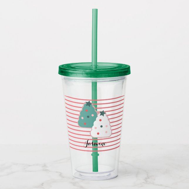 Söta julgranscookies med eget monogram take away mugg (Framsida)