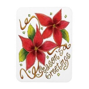 Söta julhälsningar med julstjärnor magnet