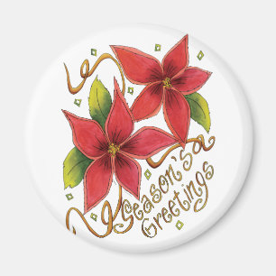Söta julhälsningar med julstjärnor magnet