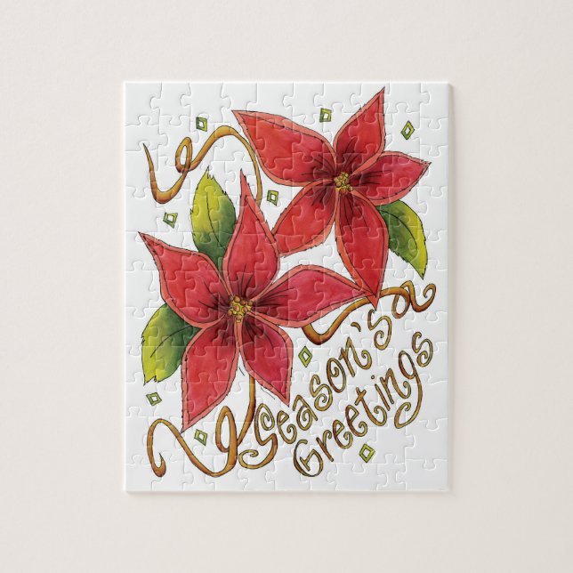 Söta julhälsningar med julstjärnor pussel (Vertikal)