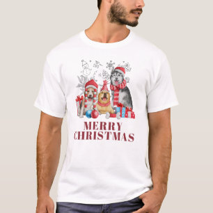 🐶 Söta julhundar med presenter – Festlig glad T Shirt