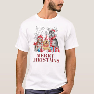 🐶 Söta julhundar med presenter – Festlig glad T Shirt