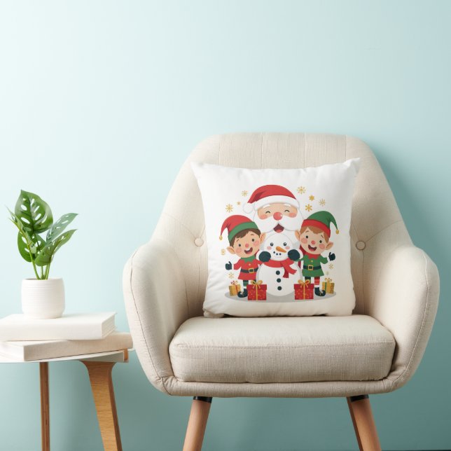 Söta julkaraktärer – Tomte, tomtenissar & snöman Kudde (Stol)