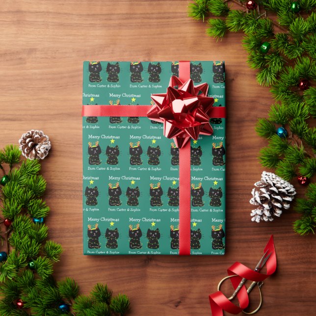 Söta julkatten Grön Personlig Holiday Presentpapper (Julgåva)
