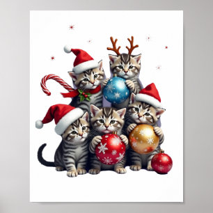 Söta julkatten i rymden prydnads T-shirt Poster