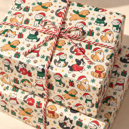 Söta julkatten och hundar Personlig inslagning Presentpapper