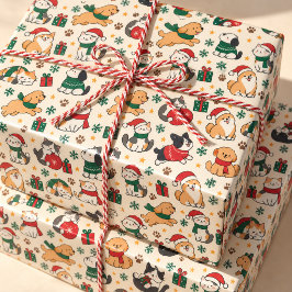 Söta julkatten och hundar Personlig inslagning Presentpapper