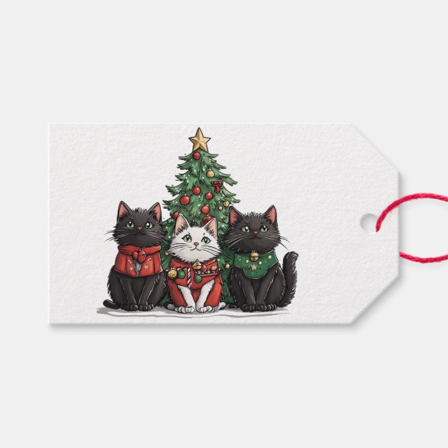 Söta julkatten presentetikett (Framsidan (Horisontell))