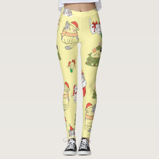Söta julkatter Mönster – Festiv Holiday Desi Leggings