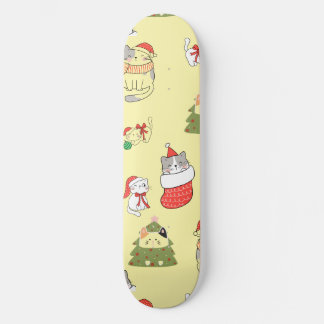 Söta julkatter Mönster – Festiv Holiday Desi Mini Skateboard Bräda 18,5 Cm