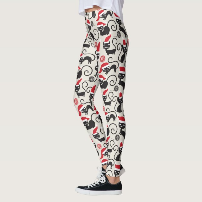 Söta julkattungar tryckta leggings (Vänster)