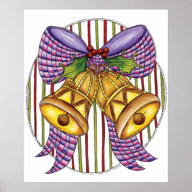 Söta julklingande bjällror med band och rosett poster (Framsidan)
