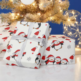 Söta julpingviner Crème Holiday Presentpapper