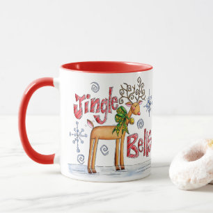 Söta julrenar, jingelklockor snöflingor mugg