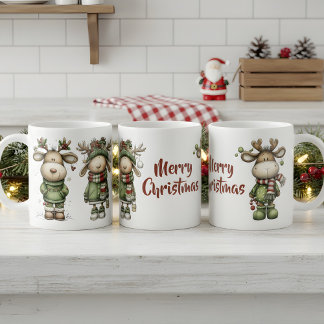 Söta julrenar kaffemugg