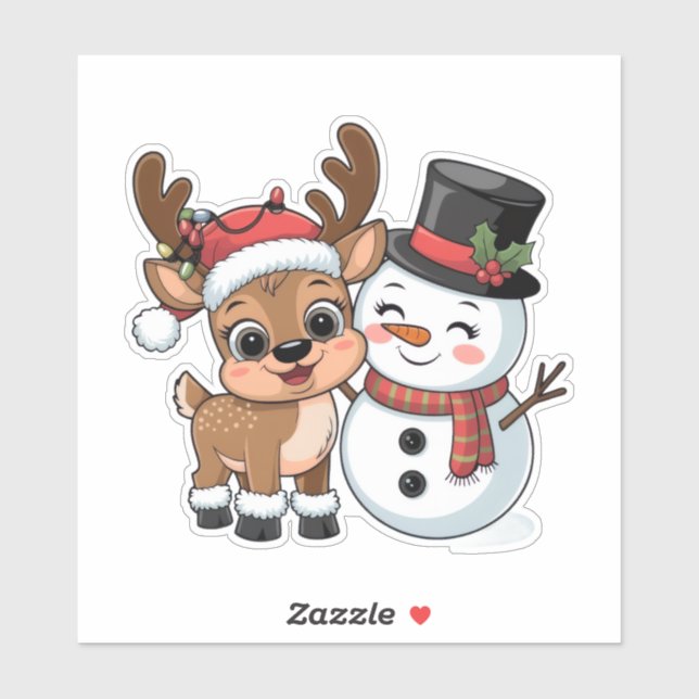 Söta julrenar & snömannen klistermärken (Ark)