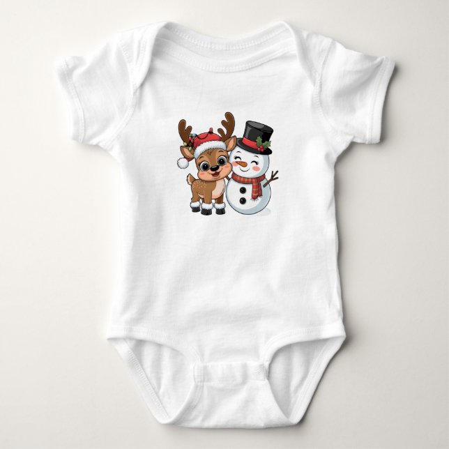 Söta julrenar & snömannen t shirt (Framsida)