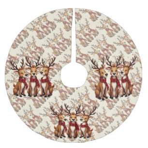 Söta julrenar trio med karotröjor julgransmatta borstad polyester