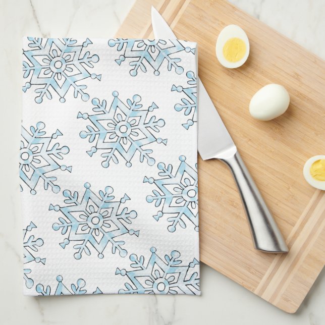 Söta julsnöflingor, vinter snöstorm kökshandduk (Vikt i Fjärdedel)