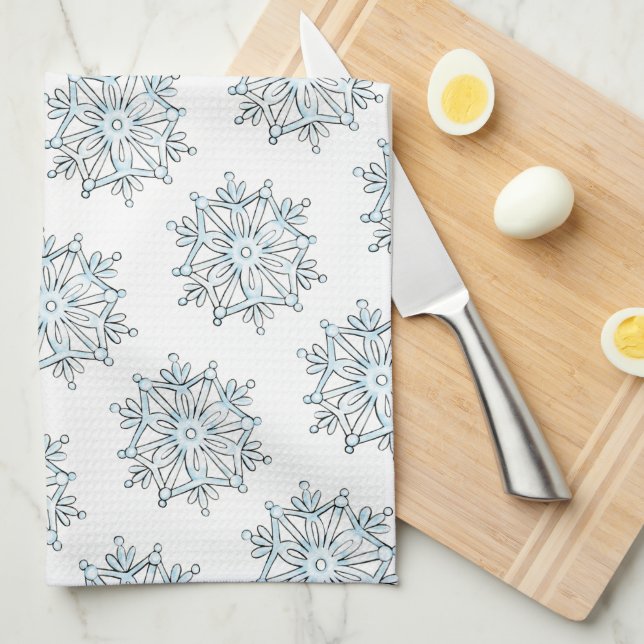 Söta julsnöflingor, vinter snöstorm kökshandduk (Vikt i Fjärdedel)