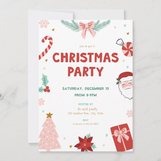 Söta jultomte jul barn julfest inbjudan (Framsida)