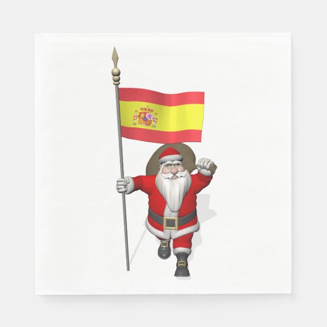 Söta Jultomten med Flagga Spanien Pappersservett (Framsidan)