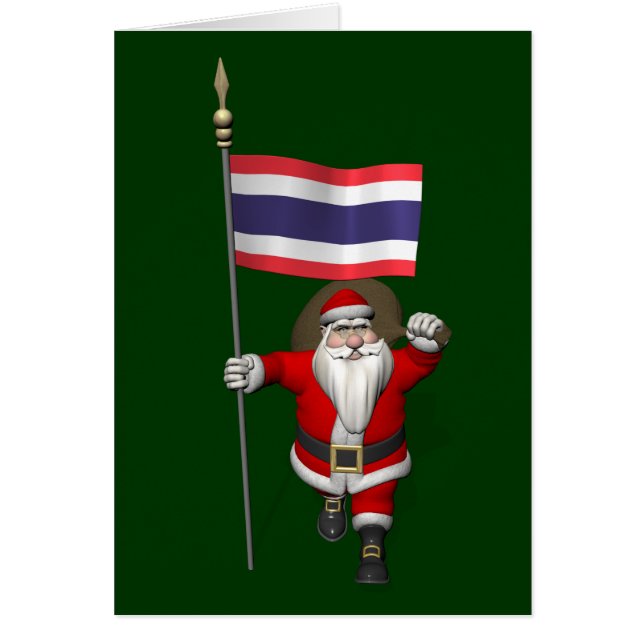 Söta Jultomten med Flagga Thailand Hälsningskort (Framsidan)
