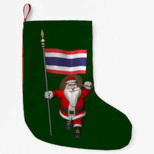 Söta Jultomten med Flagga Thailand Liten Julstrumpa