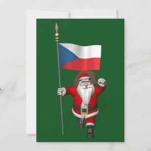 Söta Jultomten med Flagga Tjeckien Julkort