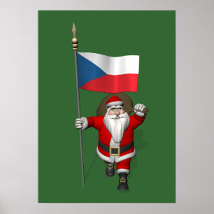 Söta Jultomten med Flagga Tjeckien Poster