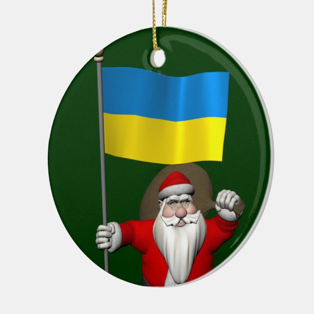 Söta Jultomten med Ukrainas samtycke Julgransprydnad Keramik (Vänster)
