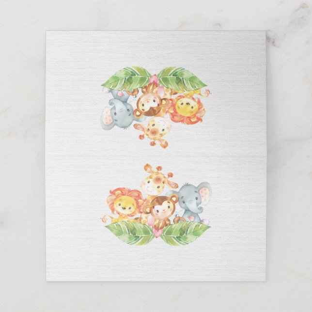 Söta jungle Animals Baby Shower Placecard Placeringskort (Utvändigt utvikt)