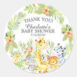 Söta jungle Animals Baby Shower-Tack Favoriter Runt Klistermärke