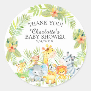 Söta jungle Animals Baby Shower-Tack Favoriter Runt Klistermärke