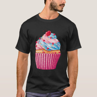 Söta K Cupcake Strössel Mönster Efterrätt Mat T Shirt