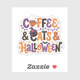 Söta kaffekatter och Halloween-typografi spökar Klistermärken