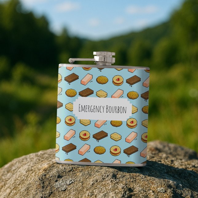 Söta kakor Lägg till din egen text Pixel Art-mönst Fickplunta (Skapare uppladdad)