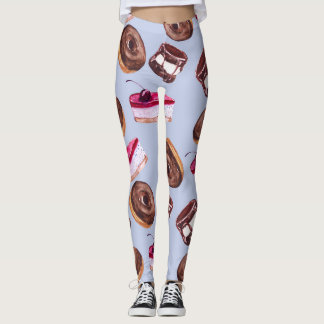 Söta kakor: Vattenfärgat, sjölöst livsmedel Leggings