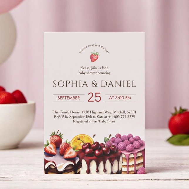 Söta kakor Vattenfärgsbabyskor Inbjudningar (Sweet Cakes Watercolor Baby Shower Invitation)