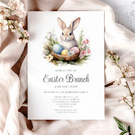 Söta kanin äggsökning och påskbrunch inbjudningar