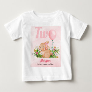 Söta Kanin Förvandlar Två Rosa Flickor 2-års Födel T Shirt