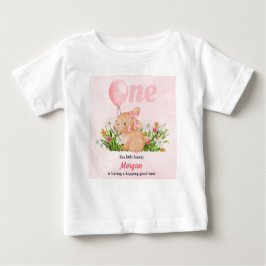 Söta Kanin Fyller Ett Rosa Flickas 1-års Födelseda T Shirt